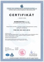 Certifikát ČSN EN ISO 9001:2016